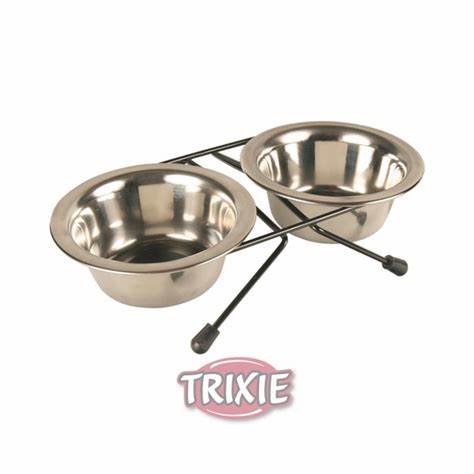 COMEDERO DOBLE ACERO INOX 2 X 0,75 X 15 CM