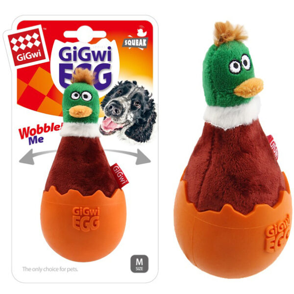 GIGWI EGG WOBBLE BROWN DUCK